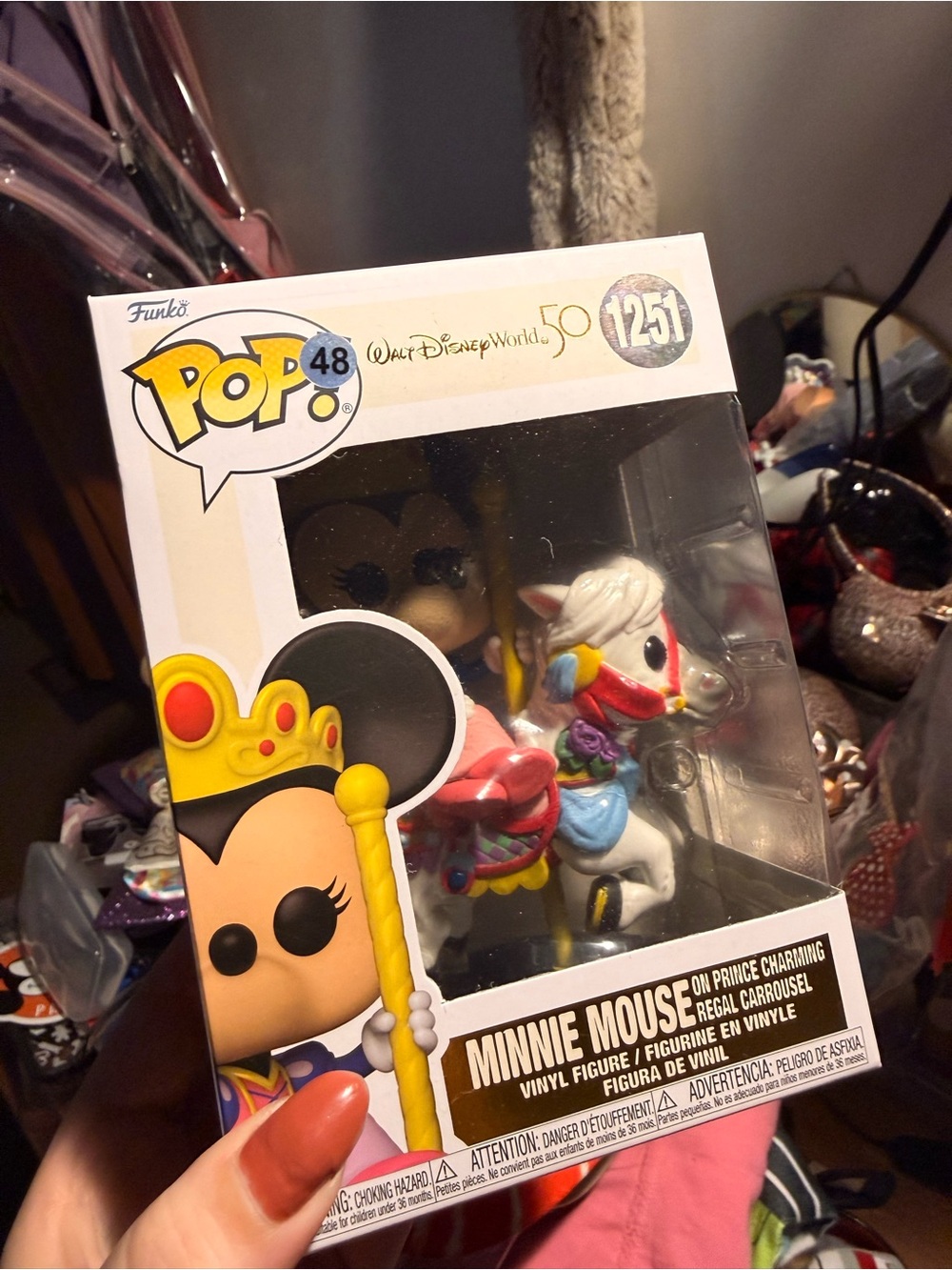 Funko Minnie Mouse on Regal Carousel - Pink, White, Blue, Yellow